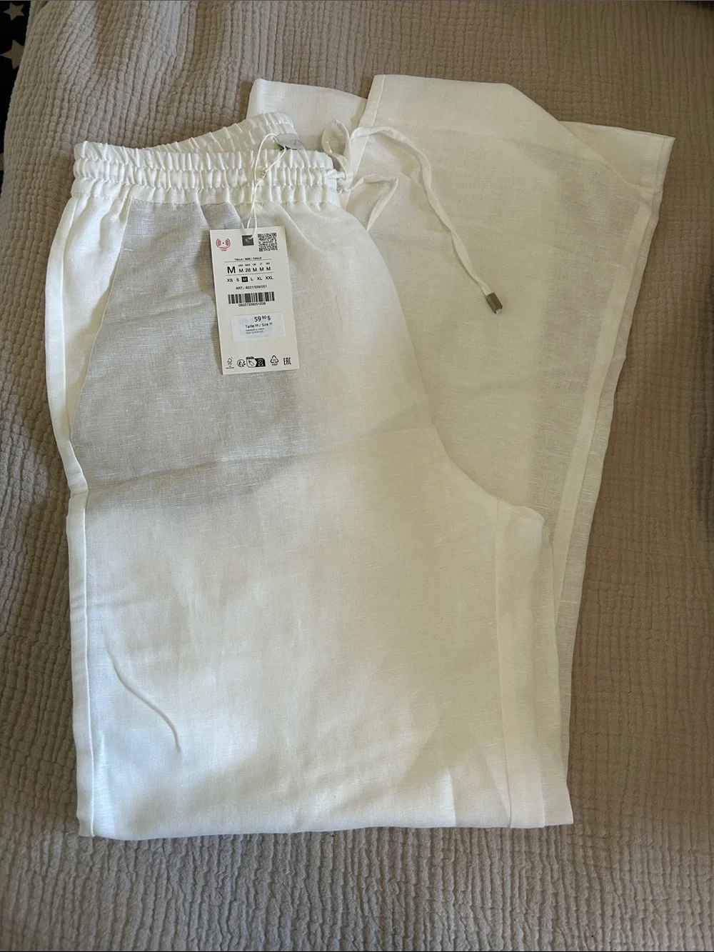 Zara Drawstring Linen Pants - Picture 1 of 3